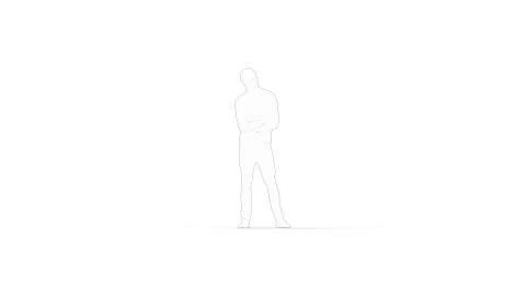 3d rendering of a computer model of a man standing in white studio background 库存插图