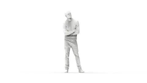 3d rendering of a computer model of a man standing in white studio background Stock Illustration