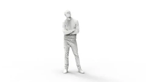 3d rendering of a computer model of a man standing in white studio background Stock Illustration