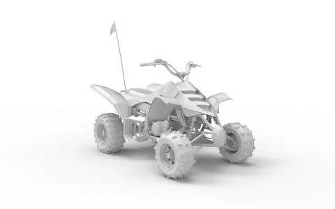 3d rendering of a computer model quad atv offroad vehicle isolated Stock Illustration