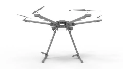 3D rendering of a computer model technology drone quadcopter isolated in empty Stock Illustration
