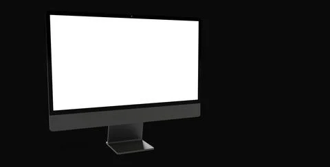 A 3D rendering of a computer with white blank screen for a copy space on a bl Stock Illustration