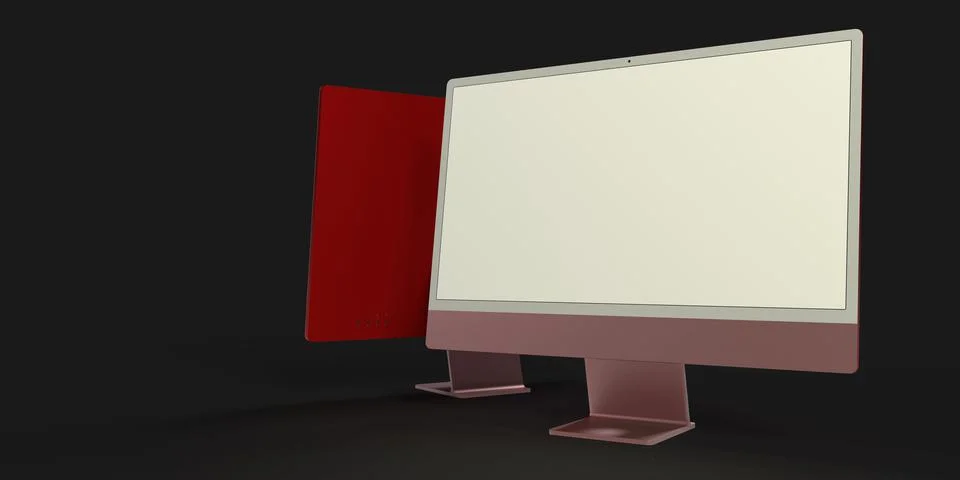 3D rendering of computers on a dark background 스톡 일러스트