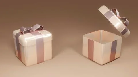 3D rendering concept of closed and opened wrapped gift boxes for commercial.. Stock Illustration