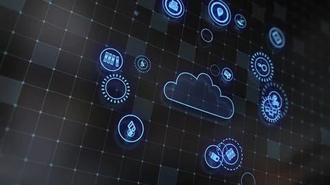 3D rendering the concept of cloud technologies and server data processing Stock-Illustration