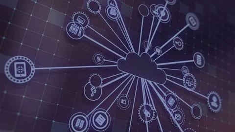 3D rendering the concept of cloud technologies and server data processing Stock Illustration