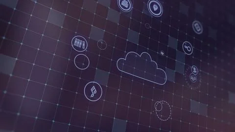 3D rendering the concept of cloud technologies and server data processing Stock Illustration