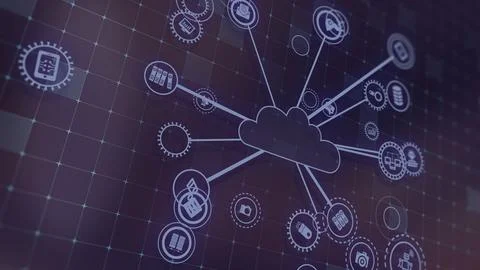 3D rendering the concept of cloud technologies and server data processing Stock Illustration