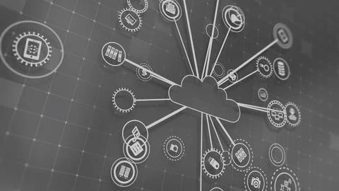 3D rendering the concept of cloud technologies and server data processing Stock Illustration