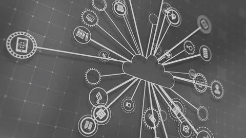 3D rendering the concept of cloud technologies and server data processing Stock Illustration