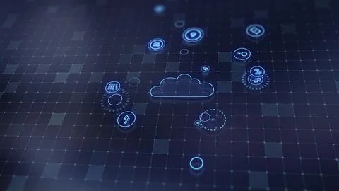 3D rendering the concept of cloud technologies and server data processing Stock Illustration