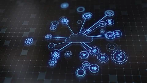 3D rendering the concept of cloud technologies and server data processing Stock Illustration