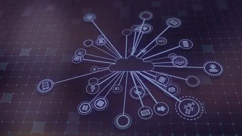 3D rendering the concept of cloud technologies and server data processing Stock Illustration