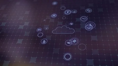 3D rendering the concept of cloud technologies and server data processing Stock Illustration