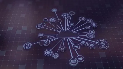 3D rendering the concept of cloud technologies and server data processing Stock Illustration