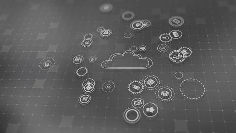 3D rendering the concept of cloud technologies and server data processing Stock Illustration