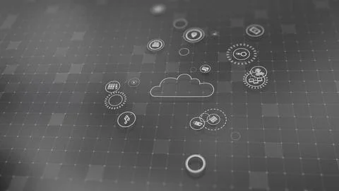 3D rendering the concept of cloud technologies and server data processing Illustrazione stock