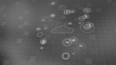 3D rendering the concept of cloud technologies and server data processing Stock Illustration