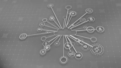 3D rendering the concept of cloud technologies and server data processing Stock Illustration