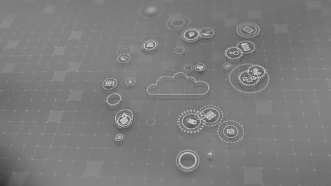3D rendering the concept of cloud technologies and server data processing Stock Illustration