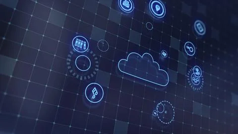 3D rendering the concept of cloud technologies and server data processing Stock Illustration