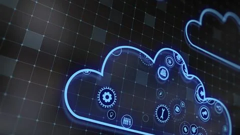 3D rendering the concept of cloud technologies and server data processing Stock Illustration