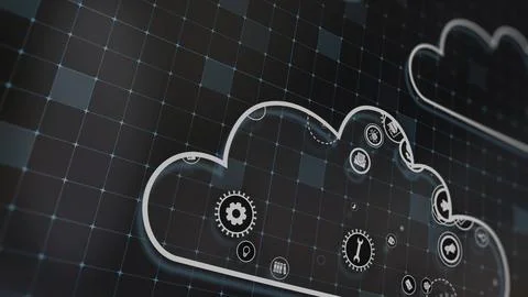 3D rendering the concept of cloud technologies and server data processing Stock Illustration