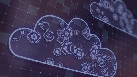 3D rendering the concept of cloud technologies and server data processing Stock Illustration