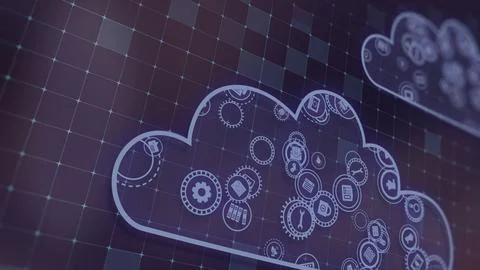 3D rendering the concept of cloud technologies and server data processing Stock Illustration