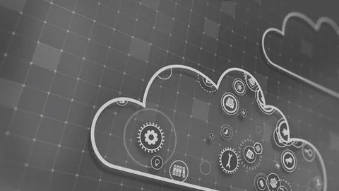 3D rendering the concept of cloud technologies and server data processing Stock Illustration