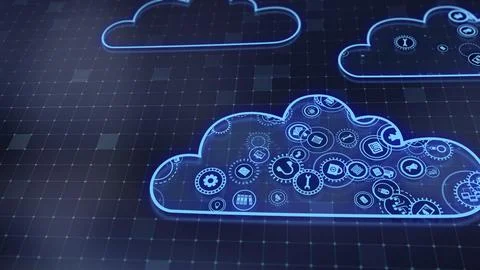 3D rendering the concept of cloud technologies and server data processing Stock Illustration