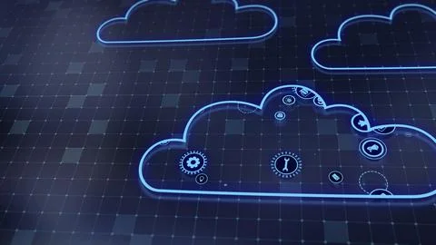 3D rendering the concept of cloud technologies and server data processing Stock Illustration