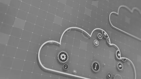 3D rendering the concept of cloud technologies and server data processing Stock Illustration