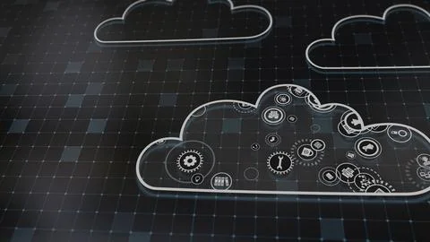 3D rendering the concept of cloud technologies and server data processing Stock Illustration