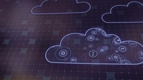 3D rendering the concept of cloud technologies and server data processing 스톡 일러스트