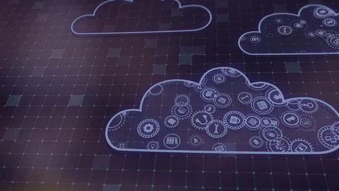 3D rendering the concept of cloud technologies and server data processing Stock Illustration