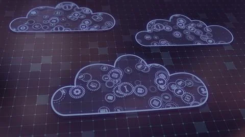 3D rendering the concept of cloud technologies and server data processing Stock Illustration