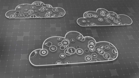 3D rendering the concept of cloud technologies and server data processing Stock Illustration