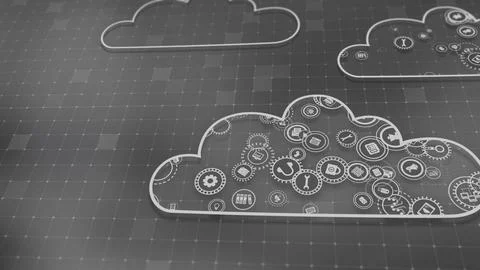 3D rendering the concept of cloud technologies and server data processing Stock Illustration