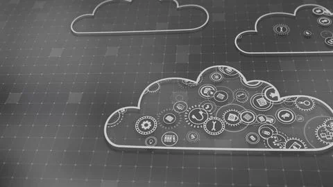 3D rendering the concept of cloud technologies and server data processing 스톡 일러스트