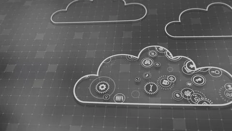 3D rendering the concept of cloud technologies and server data processing Stock Illustration