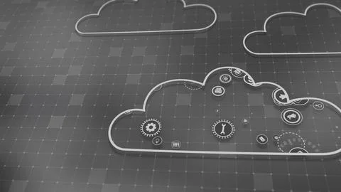 3D rendering the concept of cloud technologies and server data processing Stock Illustration