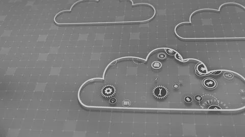 3D rendering the concept of cloud technologies and server data processing Stock Illustration