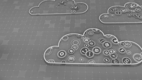 3D rendering the concept of cloud technologies and server data processing Stock Illustration