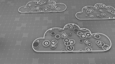 3D rendering the concept of cloud technologies and server data processing Stock Illustration