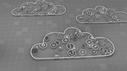 3D rendering the concept of cloud technologies and server data processing Stock Illustration