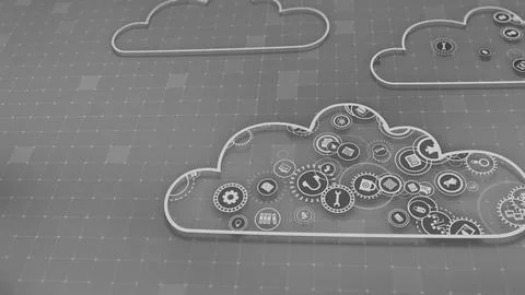 3D rendering the concept of cloud technologies and server data processing 스톡 일러스트