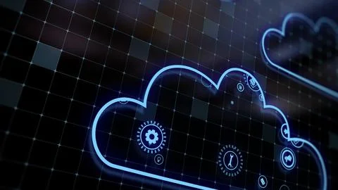 3D rendering the concept of cloud technologies and server data processing Stock Illustration