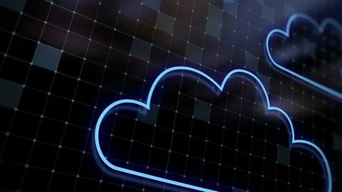 3D rendering the concept of cloud technologies and server data processing Stock Illustration