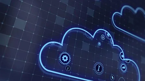 3D rendering the concept of cloud technologies and server data processing Stock Illustration